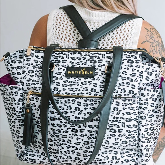 white elm Bags White Elm Gemini Leopard Convertible Backpack Laptop